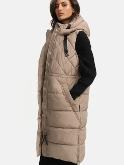 Marikoo Damen Steppweste - Narikaa 16 in taupe