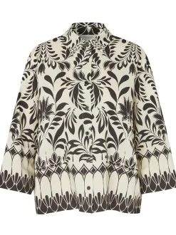 Masai Damen Hemdbluse in schwarz beige - Ärmel: 3/4 Arm