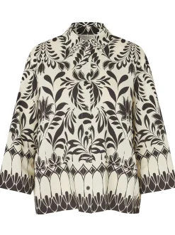 Masai Damen Hemdbluse in schwarz beige - Ärmel: 3/4 Arm