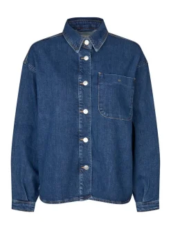 Masai Damen Jeansbluse in blau denim - Ärmel: langarm