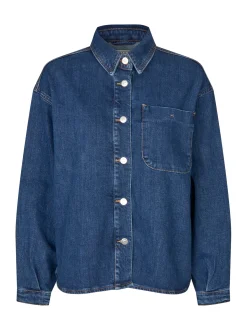 Masai Damen Jeansbluse in blau denim - Ärmel: langarm