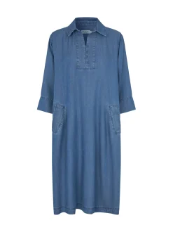 Masai Damen Jeanskleid in blau - Ausschnitt: Polokragen