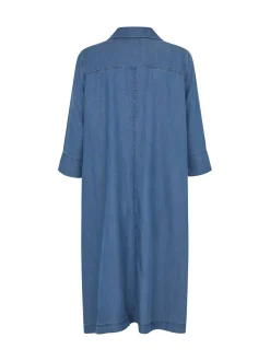Masai Damen Jeanskleid in blau - Ausschnitt: Polokragen