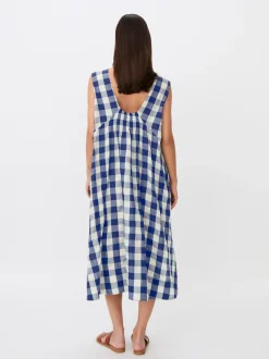 Masai Damen Midikleid in blau weiß - Länge: midi