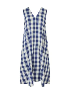 Masai Damen Midikleid in blau weiß - Länge: midi