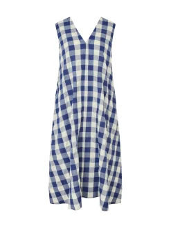 Masai Damen Midikleid in blau weiß - Länge: midi