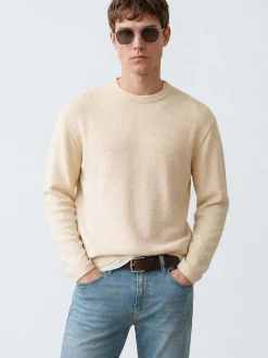 Mavi Herren Pullover in sand - Ausschnitt: Rundhals