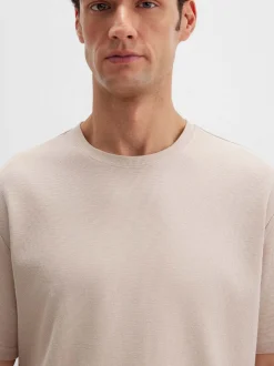 Mavi Herren T-Shirt in beige - Ausschnitt: Rundhals