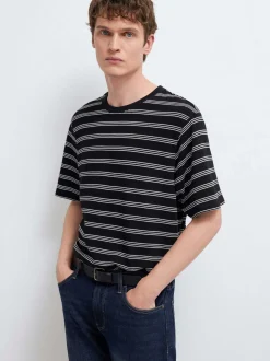 Mavi Herren T-Shirt in schwarz weiß - Ärmel: kurzarm
