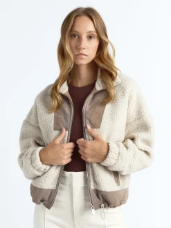 Maze Damen Kunstfelljacke in grau