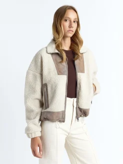 Maze Damen Kunstfelljacke in grau