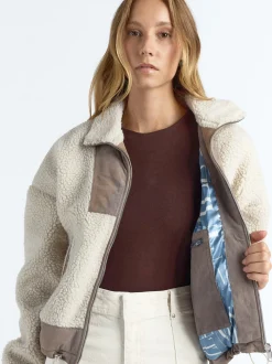 Maze Damen Kunstfelljacke in grau
