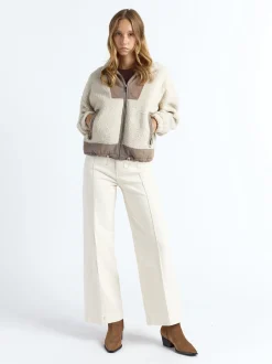 Maze Damen Kunstfelljacke in grau