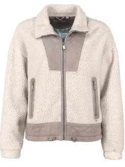 Maze Damen Kunstfelljacke in grau