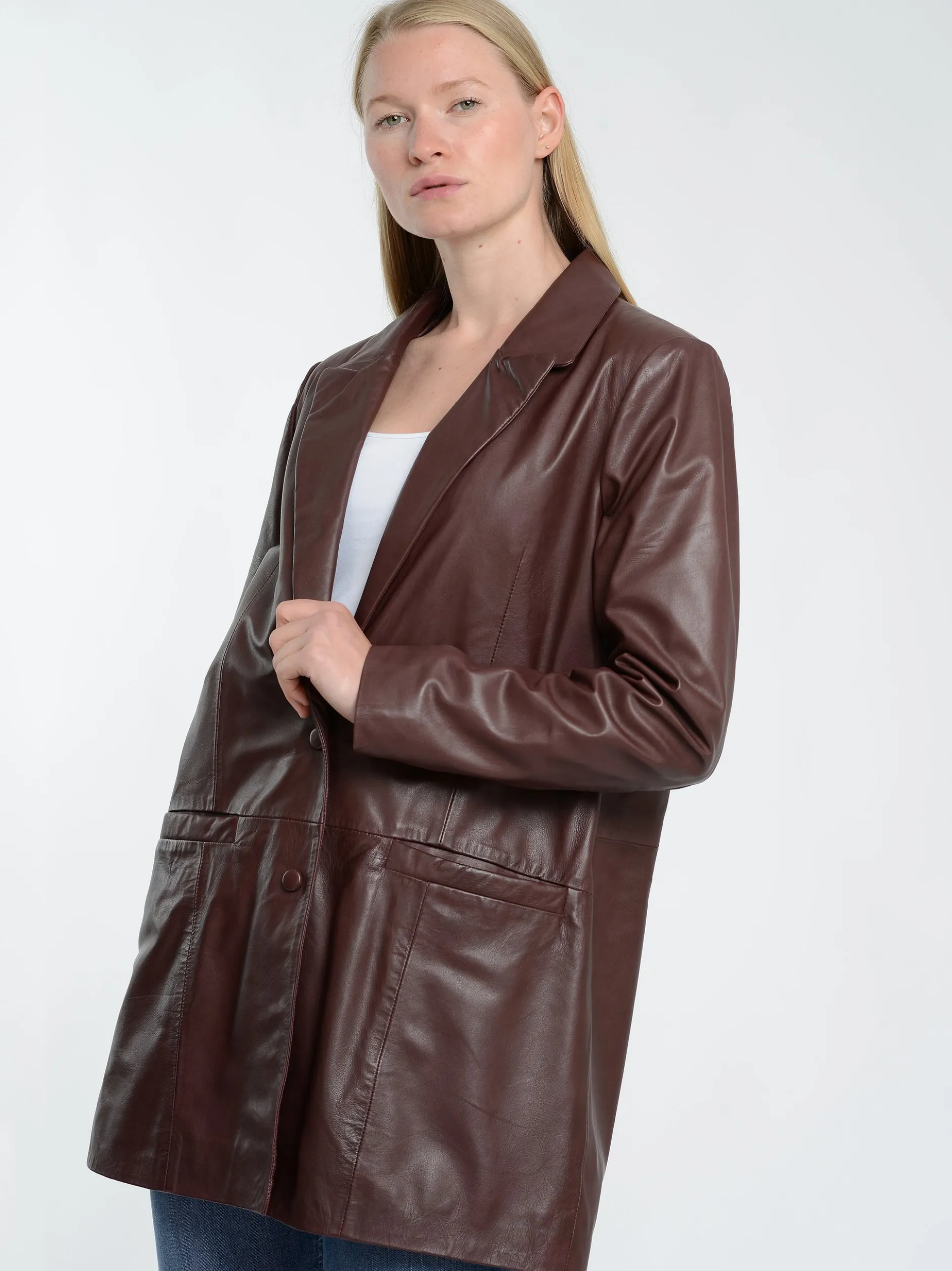 Maze Damen Lederblazer in braun