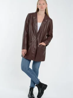 Maze Damen Lederblazer in braun
