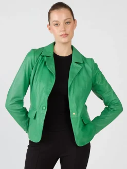 Maze Damen Lederblazer in grün