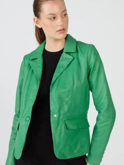Maze Damen Lederblazer in grün