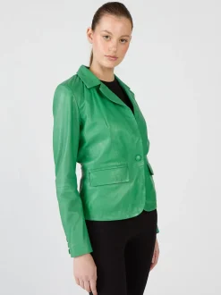 Maze Damen Lederblazer in grün