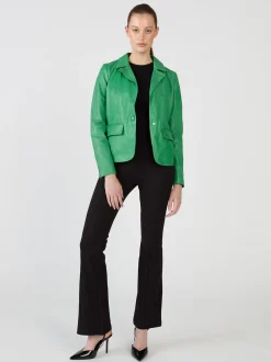 Maze Damen Lederblazer in grün