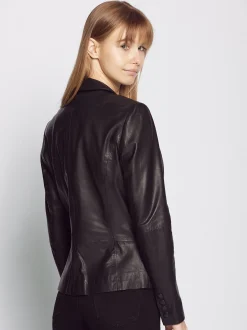 Maze Damen Lederblazer in schwarz