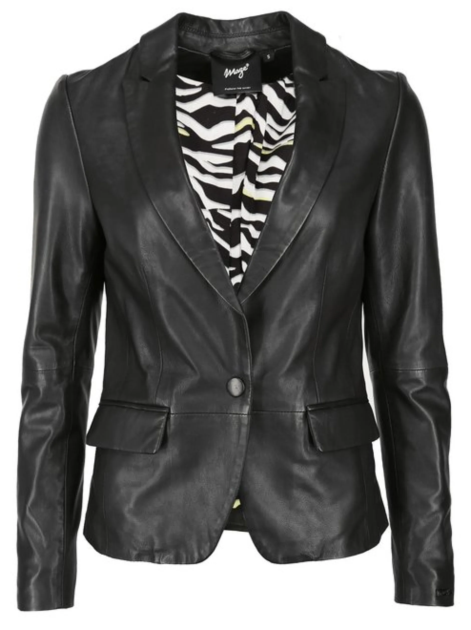 Maze Damen Lederblazer in schwarz