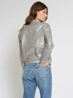 Maze Damen Lederblouson in silber