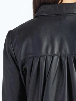 Maze Damen Lederbluse in schwarz