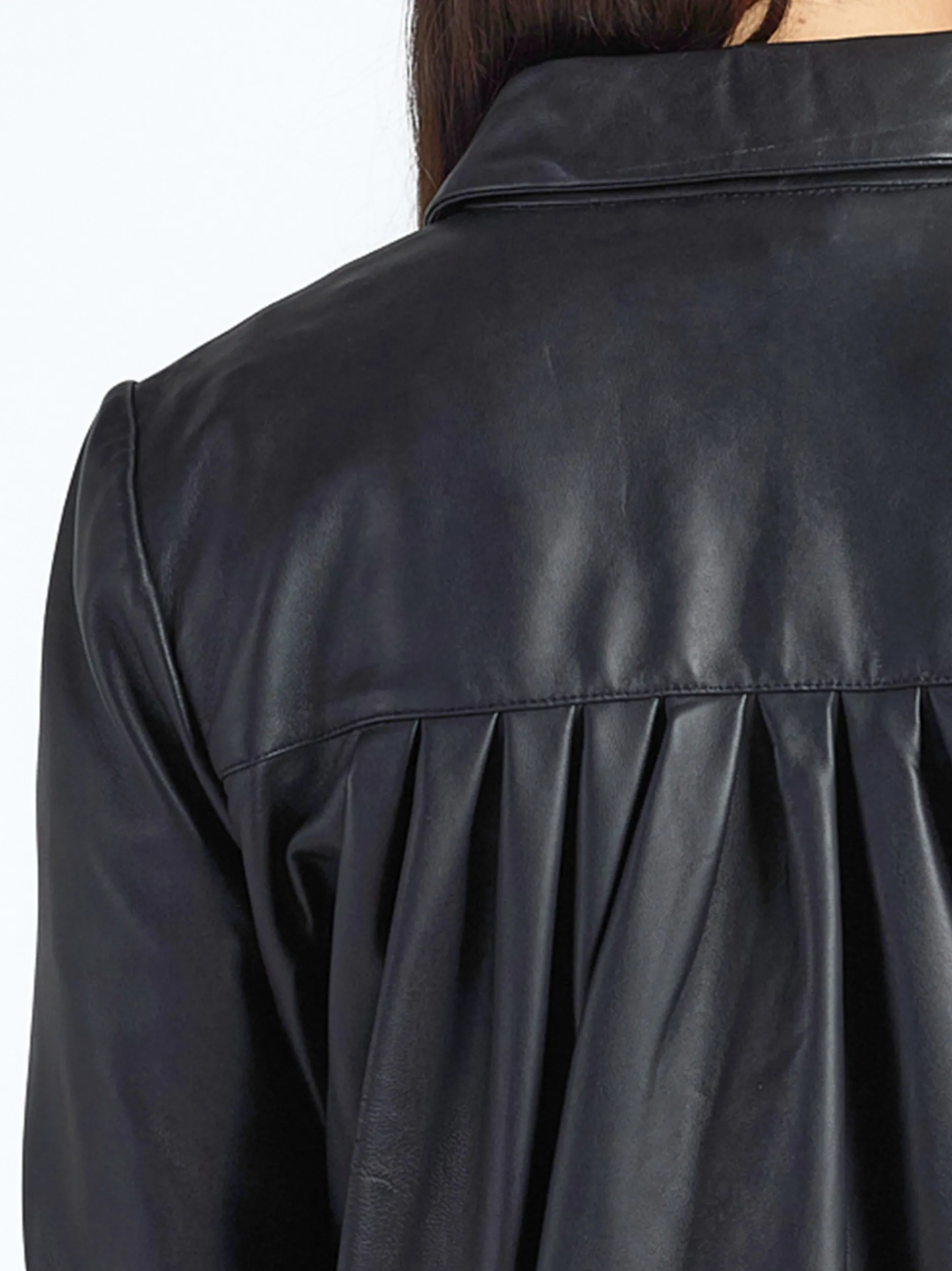 Maze Damen Lederbluse in schwarz