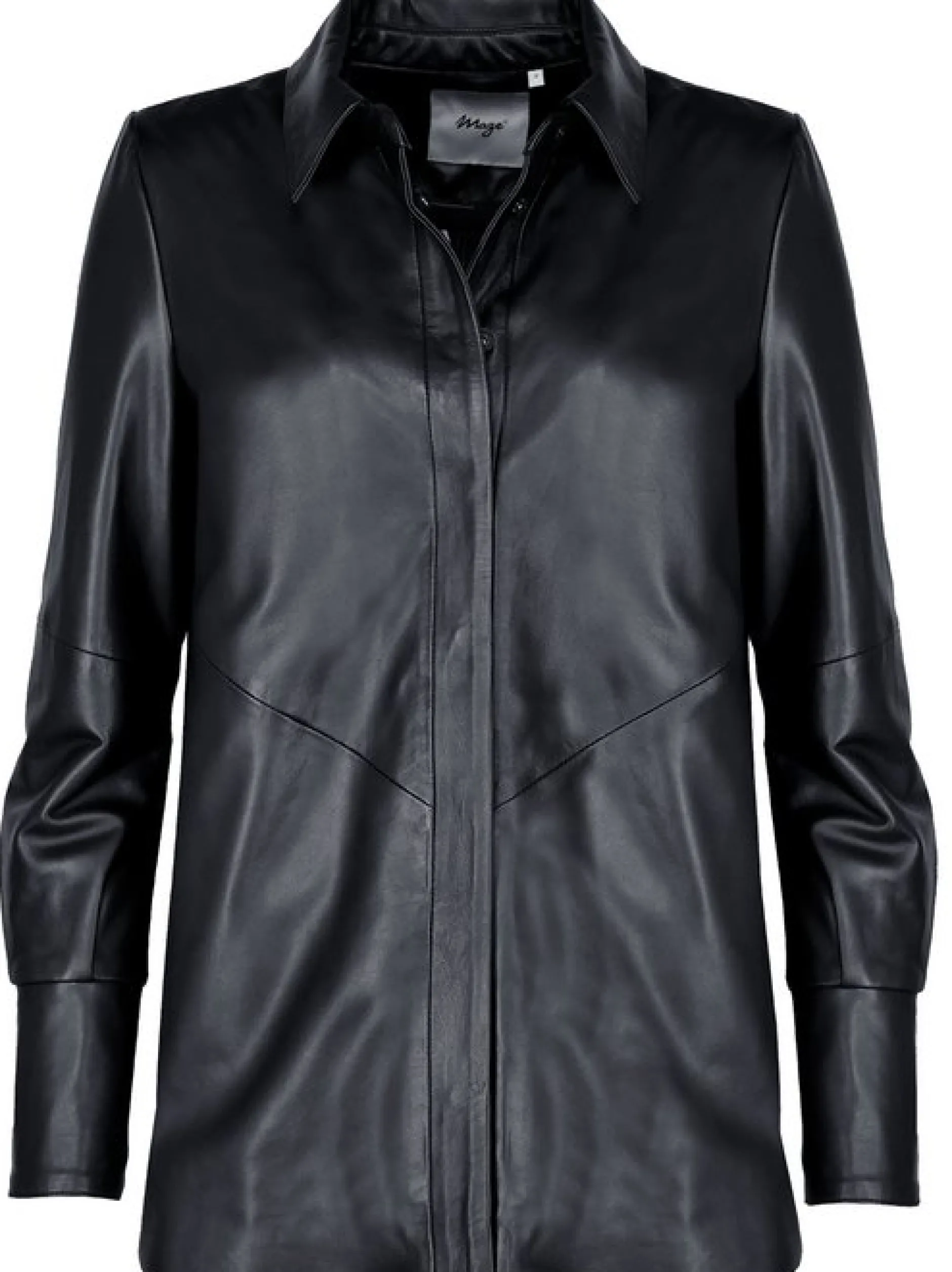 Maze Damen Lederbluse in schwarz