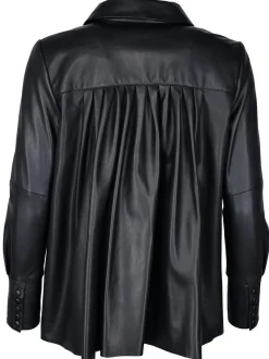 Maze Damen Lederbluse in schwarz