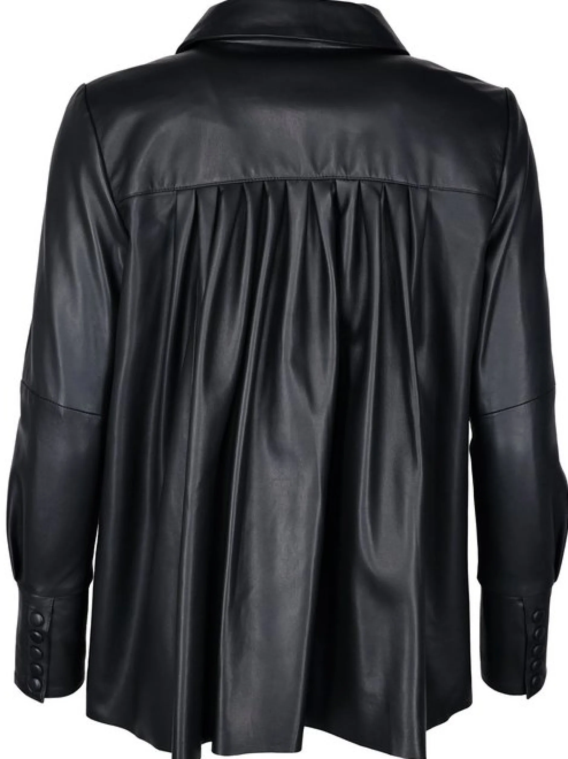Maze Damen Lederbluse in schwarz