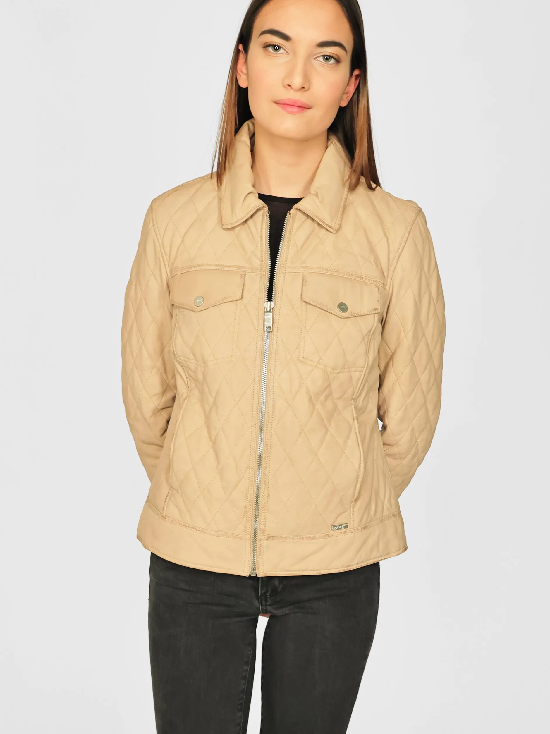 Maze Damen Lederjacke in beige