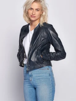 Maze Damen Lederjacke in blau