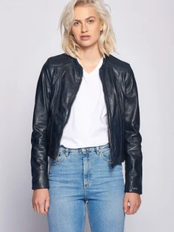 Maze Damen Lederjacke in blau