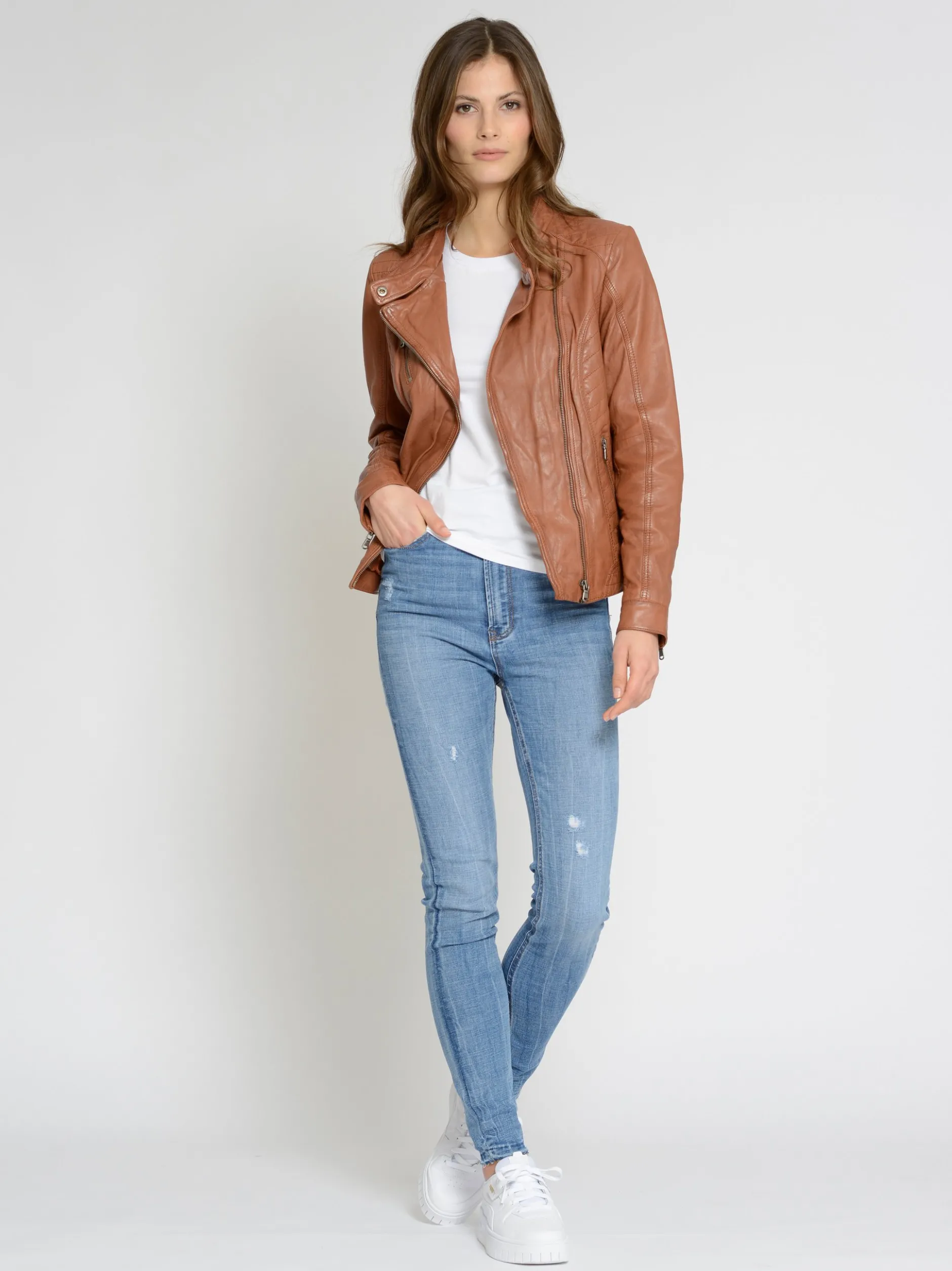 Maze Damen Lederjacke in cognac