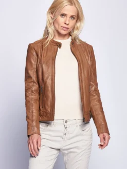 Maze Damen Lederjacke in cognac