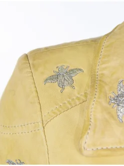Maze Damen Lederjacke in gelb