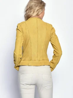 Maze Damen Lederjacke in gelb