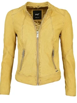 Maze Damen Lederjacke in gelb