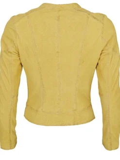 Maze Damen Lederjacke in gelb