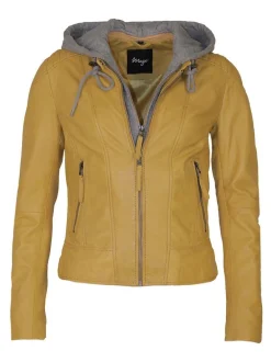 Maze Damen Lederjacke in gelb