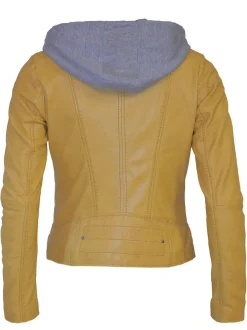 Maze Damen Lederjacke in gelb