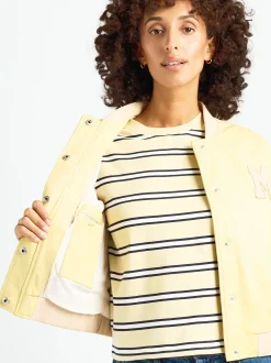 Maze Damen Lederjacke in gelb beige