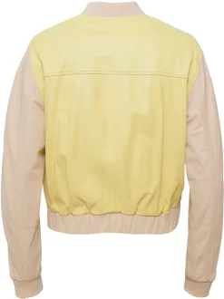 Maze Damen Lederjacke in gelb beige