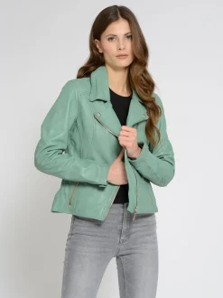 Maze Damen Lederjacke in grün