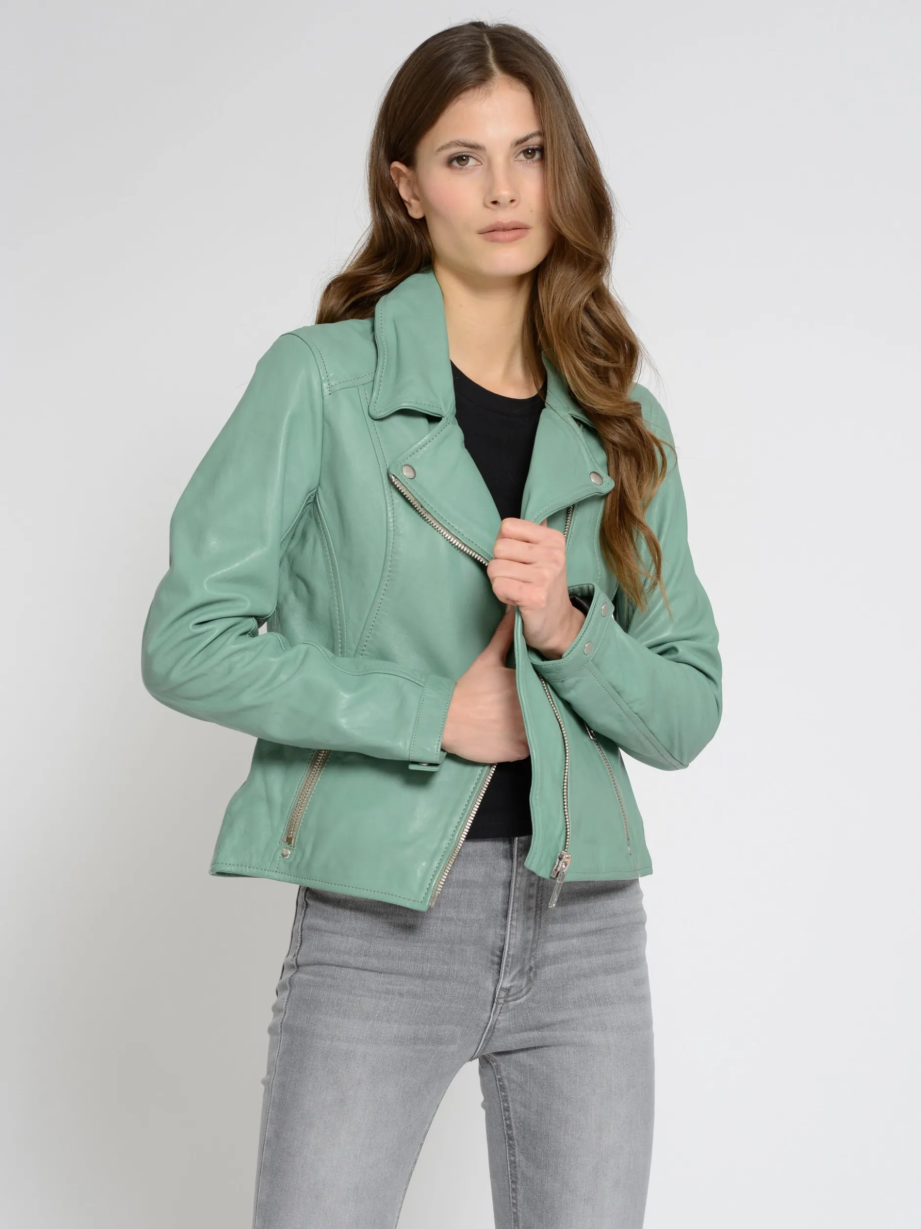 Maze Damen Lederjacke in grün