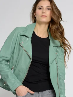 Maze Damen Lederjacke in grün