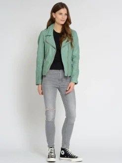 Maze Damen Lederjacke in grün