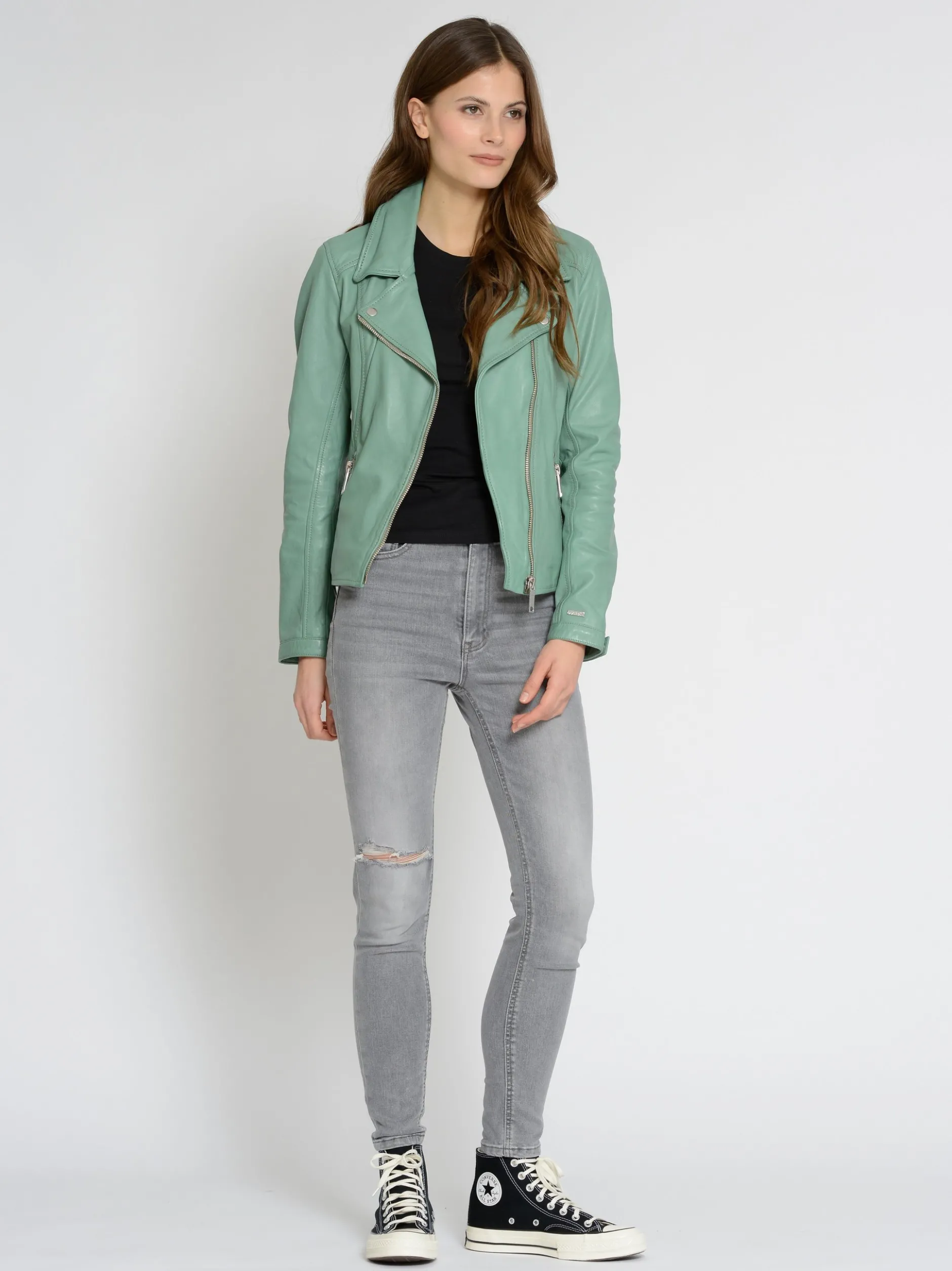Maze Damen Lederjacke in grün